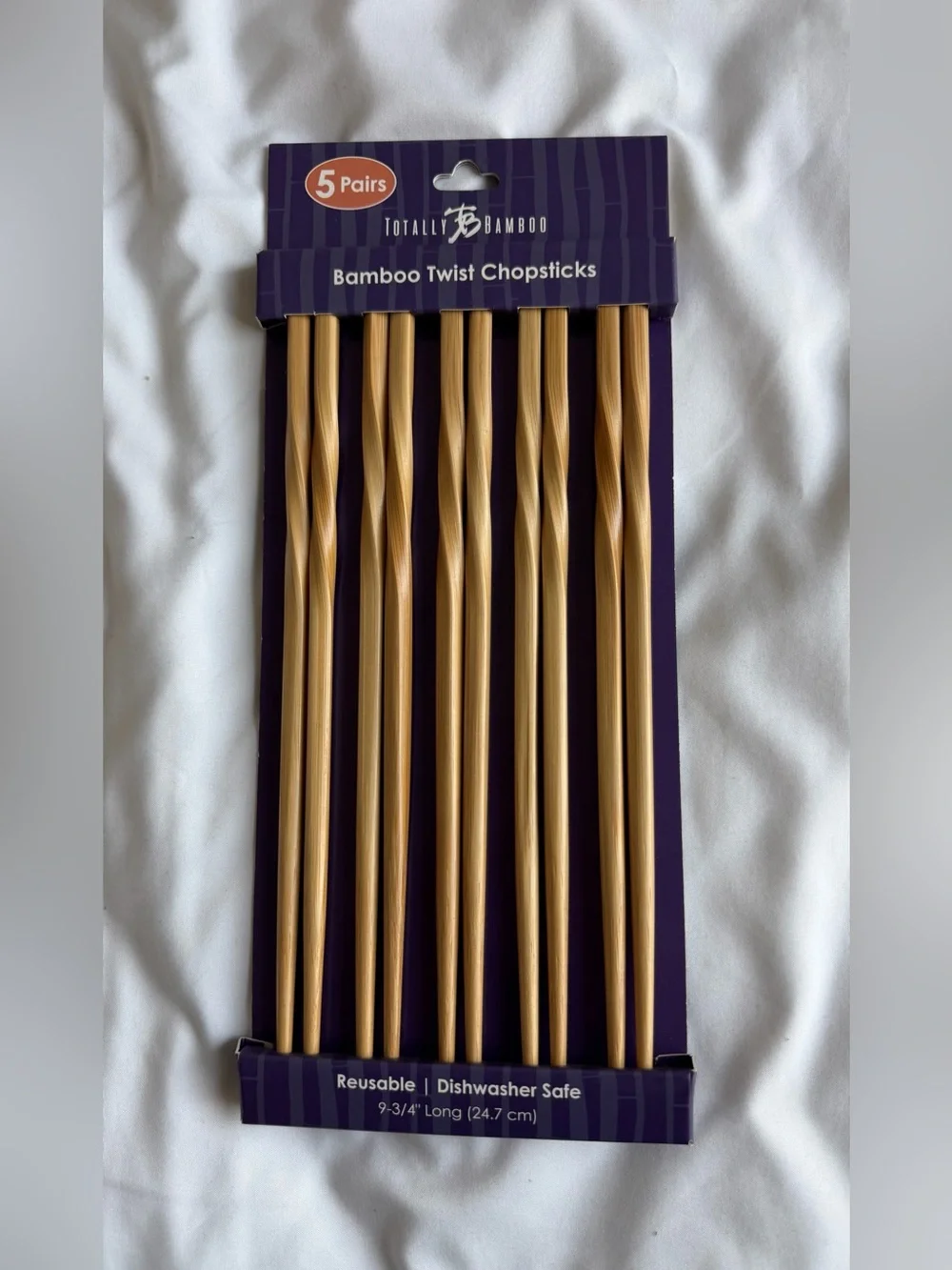 Natural Bamboo Twist Chopsticks - Set of 5 Pairs